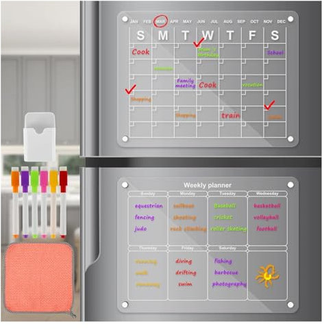 Acrylic Magnetic Calendar Reusable Message Boards Dry Erase Board Fridge Sticker to-do List Message Writing Tablet Home Decor