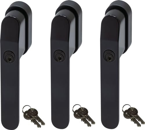 ABUS FG400BK, abschließbarer Fenstergriff in schwarz im Set 3 Stück, alle gleichschließend AL0089 mit sechs Schlüsseln