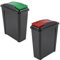 (Set of 2) 25L Litre Recycle Bin Plastic Indoor/Outdoor Slimline Recycling Waste Bin With Flap Lid Kitchen Garden Home Office Rubbish Bin Dustbin Refused Bins Pet Food Container (Red + Green)