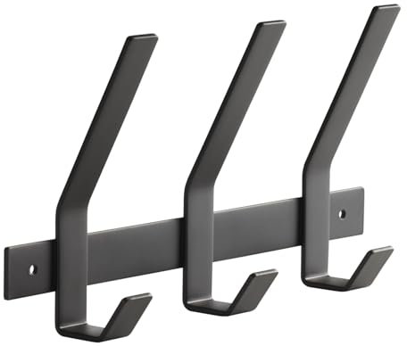 SOTECH Blackline ALBA (groß) Hakenleiste 257 mm mit 3 Haken schwarz pulverbeschichtet Wandgarderobe Kleiderhaken