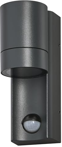 LEDVANCE ENDURA CLASSIC ISIDOR W S Außenleuchte, Wandleuchte, GU10, dunkelgrau, Aluminium, einfache Installation, indirekte Beleuchtung, IP65 Schutzklasse, Tageslichtsensor, Bewegungsmelder