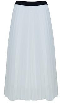 COTIDI Faltenrock, lang, mittellang, für Damen, elastischer Bund, hergestellt in Italien, weiß