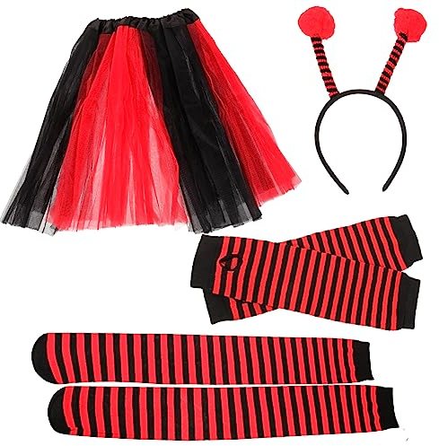 WATIIFUFU 1 Set Marienkäferstrümpfe Marienkäfer Stirnband Marienkäfer Partyzubehör Strümpfe Für Marienkäfer Kostümzubehör Marienkäfer Kostüm Marienkäfer Bekleidungszubehör Armstulpen