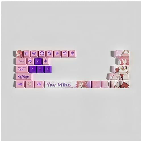 Genshin Impact Tastenkappen, 29 Tasten, OEM/PBT Thermosublimation, benutzerdefinierte Tastenkappen für 61/64/87/104 Cherry Gateron MX Switches mechanische Tastaturen (Yae Miko)
