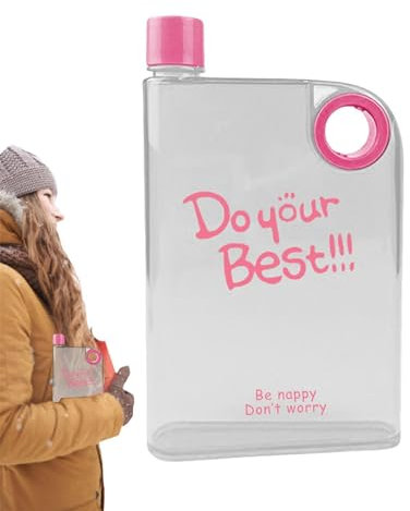 Flache Wasserflasche | Klare, Schlanke A5-Wasserflaschen Für Rucksäcke,Wasserflasche Reiseflasche Tragbarer Reisebecher Wasserflasche Für -Sport Camping Gym Fitness Outdoor 420ml