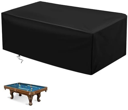 BKDWSK 7/8/9ft Billardtisch Abdeckung wasserdichte Staubdichter Billard-Abdeckung mit Kordelzug für Billard, Billardtisch, Staubschutz, wasserdichte,Black-7ft/225 * 116 * 82cm