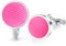 HONEY BEAR hommes mariage nylon Stripe ligne type tissu boutons de manchette boutons de manchette en acier inoxydable, rond (Rose poudre)