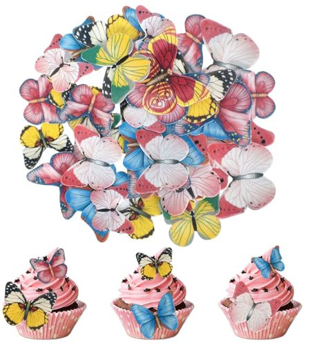 40 Stück Tortendeko Schmetterling, Tortendeko Essbar, Essbare Schmetterlinge für Torte, Torten Deko Essbare, Tortendeko Geburtstag Essbar, Schmetterling Essbar (Tippe A)