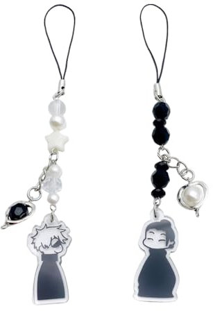 HSAJS Cordon Telephone Portable Bijoux de Telephone Lot de 2 Breloques Mignonnes pour Téléphone Portable Charms pour Téléphone Portable Inspirés de l'anime Gojo Geto