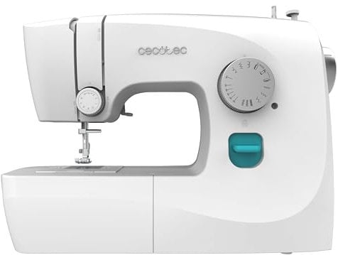 Cecotec Nähmaschine, kompakt und tragbar, 15 Stiche, für Anfänger, BelleCouture 1500, manuelles Knopfloch in 4 Stufen, verstellbarer Knopflochfuß, einstellbare Fadenspannung und Zubehörkit