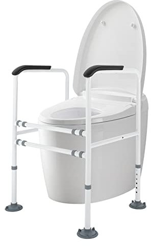 fennnds Elevador de inodoro con altura ajustable, elevador de asiento de inodoro móvil, sin taladrar, asas para inodoro, para personas mayores, discapacitados y mujeres embarazadas