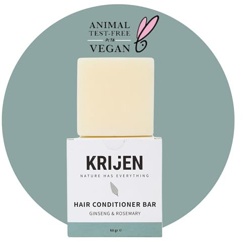 Krijen Fester Haarbalsam mit Ginseng & pflanzlichem Squalan – Vegan silikonfrei plastikfrei & feuchtigkeitsspendend 60 g