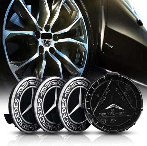 Brogtorl 4 Stück Nabendeckel für Mercedes 75MM Radnabenkappen Felgendeckel Felgenkappen Nabenkappen Wheel Caps Radnabenabdeckung