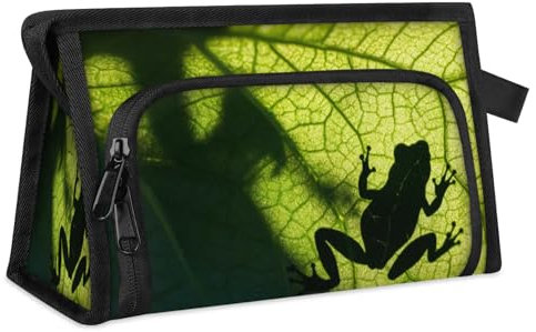 Trousse de maquillage de voyage pour femmes et hommes, grenouille, arbre vert, feuille d'arbre, trousse de toilette, trousse de douche, organisateur, couleur, L, Organiseur de sac