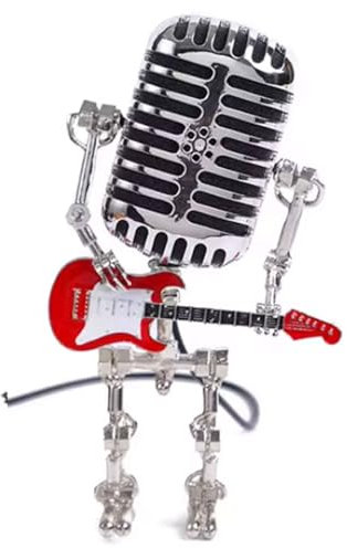 GBYAGECZ Metal Microphone Robot Night Light Retro Style Microphone Robot Desk Lamp Handheld Black Guitar Retro Lamp with Switch