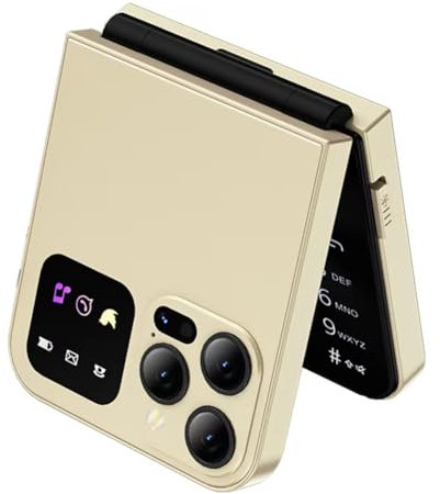 casstaly Teléfono Plegable A50 Pro con Doble Tarjeta SIM, gsm, Grabación Automática de Llamadas, Pantalla de 2,4 Pulgadas, Teléfono Móvil Plegable Tipo C, Dorado