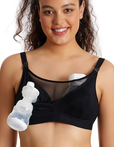 momcozy Sujetador Lactancia para Pecho Grande (95C-115H) – Sujetador de Lactancia y Extracción de Leche en Uno Tallas Grandes, Brasier de Maternidad con Diseño de Malla