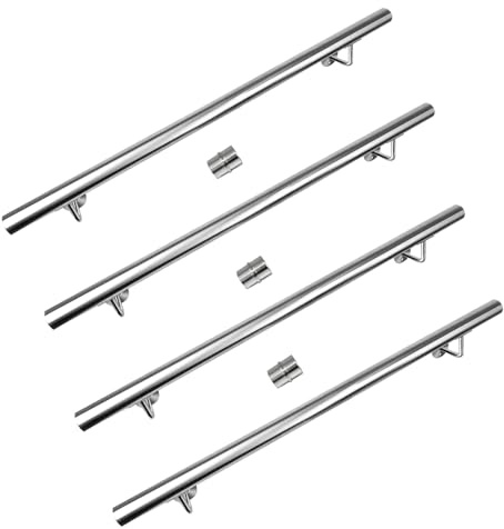 CAVATINY Edelstahl Handlauf Geländer für Treppen Brüstung Balkon - Wandhandlauf Wandhalterung - Innen und Außen Handlauf Geländer Treppengeländer Edelstahl (4x100cm)