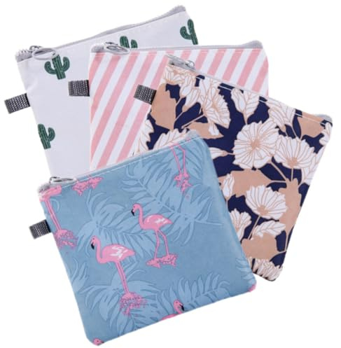 ARTSEWPLY 4 Stück Wasserdichte Hygiene taschen mit Reißverschluss Praktische Aufbewahrungstasche für Damenbinden Münzen Lippenstift und Karten Kompakte Periodentasche für Reisen und Alltag
