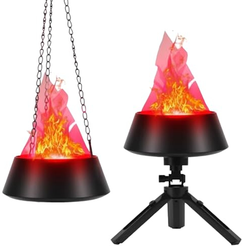 Fenayuu Flammen Lampe - 3D Dynamische Feuer Effekt Lampe AC110-240V | LED Flammenlose Laterne Für Innen Außen Terrasse Garten - Halloween Weihnachten Party Camping Haunted House