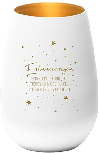 Trauergeschenk Erinnerung Trauerkerze Andenken an Verstorbene Windlicht Trauer Geschenk für Hinterbliebene Trauerlicht (Weiß)