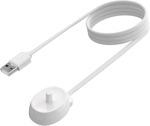 VANCLE Elektrische Zahnbürsten Ladegerät USB Kompatibel mit Braun Oral B iO6, iO5, iO4, iO3, Genius X, Oral B Vitality Pro, Pro 3500 3000 2500 1000, Kids, Type 3757 Charger Ladekabel 1M (Weiß)