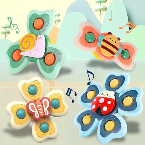 NCKIHRKK Giocattoli per il Bagnetto, 4 Pezzi Gioco Seggiolone Ventosa, Giochi Bagnetto Neonato 1 Anno, Giochi Neonato 6-9 Mesi