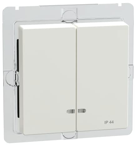 Schneider Electric Merten MEG3424-0319 Doppelwippe mit Kontrollfenster IP44, polarweiß glänzend, System M