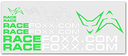 RACEFOXX Aufkleberbogen Autoaufkleber Motorradaufkleber, neon grün/weiß
