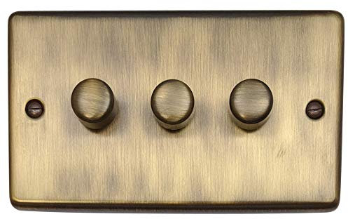 G&H Brassware CAB513 250W Three Gang Antique Brass LED Dimmer