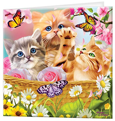3D LiveLife Grußkarte - Kitten Fun Time von Deluxebase. Bunte Cat Linsenförmig 3D-Karte für jeden Anlass und jedes Alter. Originalvorlage lizenziert von dem bekannten Künstler Micheal Searle