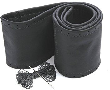 myshopx Lenkradschoner Lenkradhülle Lenkradbezug Echt Leder Farbe GRAU Ø 37-39cm/ 10,5cm