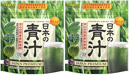 FINE JAPAN Aojiru Green Powder, Juice & Smoothie Mix, Natural Green Superfood Blend - Supports Digestion and Energy- 30-Day Course (100g) Set of 2