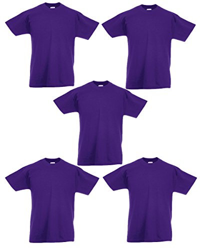 Fruit of the Loom, Maglietta da ragazzo, 61-019-0, confezione da 5, Viola, 12-13 Anni