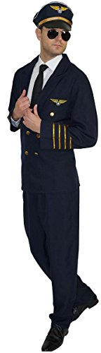 MAYLYNN 17162 - Pilotenkostüm Kostüm Pilot Faschingskostüm mit Mütze, Größe: L