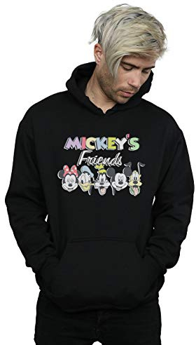 Disney Men's Mickey Mouse Friends Faded Nostalgia Hoodie Black X-Large