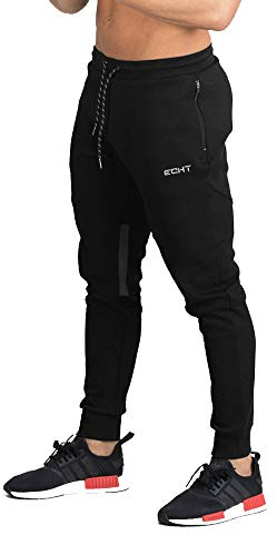 Larrok Jogginghose Herren Slim Fit mit Reißverschluss Taschen, Männer Jogger Trainingshose Sporthose Baumwolle Fitness Lang Beine, Tapered Modern Streetwear Regular Fit für Jungen und Herren L