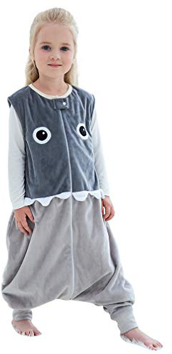 COOKY.D Unisex Sleeveless Newborn Baby Boys Girls Zip Sleeping Bag with Feet Cute Kids Nursery Bedding Wearable Blanket, 1-3 Years, Grey Shark