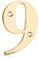 XFORT Polished Brass Front Door Number 9, House Number Suitable for All Door Types including Wooden, uPVC, and Composite.