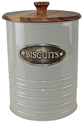 Sifcon PLC Biscuit Tin with Wooden Lid Grey Sage
