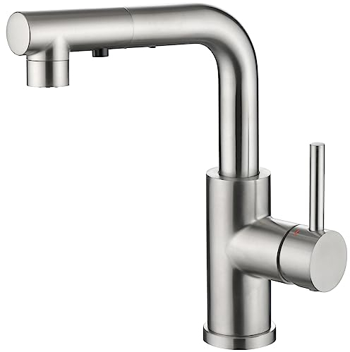 CREA Kitchen Tap with 3 Function Sprayer, Pull Out Kitchen Mixer Tap, 360° Swivel Kitchen Sink Tap, Single Handle Sink Tap for Bathroom or Kitchen, Stainless Steel
