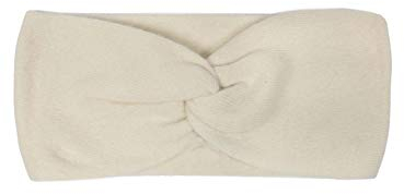 Zwillingsherz Stirnband aus 100% Kaschmir - Hochwertiges Strick-Kopfband im Uni Design für Damen Frauen - Wolle - Haarband - warm und weich für Frühjahr Herbst und Winter - weiß