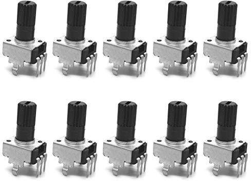 Abwan Potentiometer, 10 Stück, RV09 vertikaler Potentiometer, Schaft 12,5 mm, 1K 2K 5K 10K 20K 50K 100K langer Griff 0931