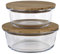 Cofan Set de 2 Boîtes à Lunch Rondes en Borosilicate | Modèle Bambú | Couvercle en Bambou | Contenance 620-950 ml
