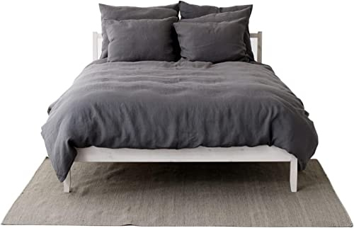 My Linen Home | Leinen Bettwäsche Set | 100% Stonewashed Leinen | Bettwäsche Leinen Single Set | Bettwäsche 155x220 cm - 1 Deckenbezug | 1 Kissenbezug 40x80 cm | Grau
