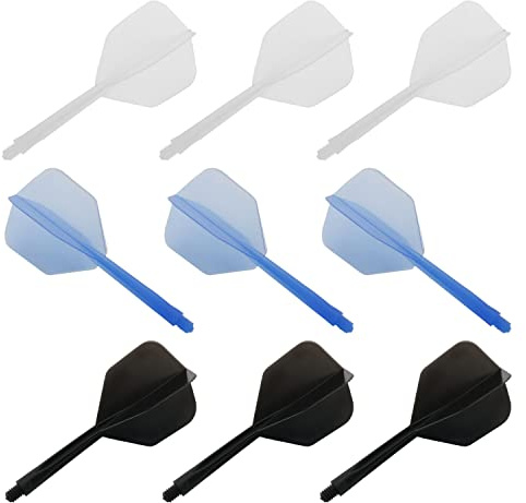 DGHAOP Integrerad dartflygning och axlar 9 st nylonplast integrerad dartaxel och flygspets dartset vit svart och blå