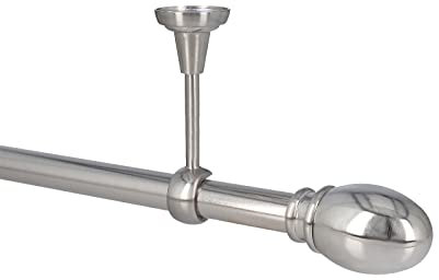 Sento 25mm Gardinenstange Vorhangstange 1-läufig Deckenmontage Edelstahl Optik 320 cm Tulia