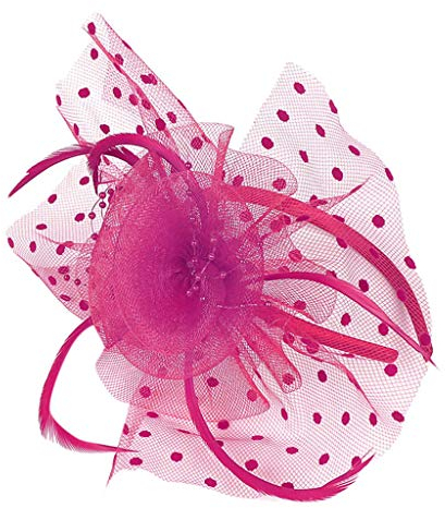 Neon Schweißbänder Tee-Top-Cocktailparty-Frauen-Blumen-Hut-Kopfbedeckung für Fascinators-Stirnband Stirnbänder Damen Set (Hot Pink, One Size)