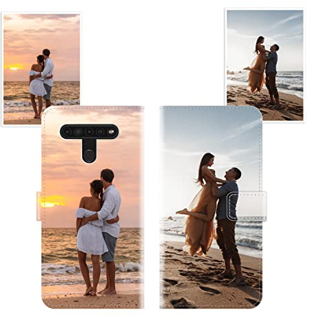 Sunrive Personalisierte hülle kompatibel mit LG K41S/LG K51S Handyhülle Benutzerdefiniert,Schutzhülle Lederhülle handykette universal Etui mit Eigenem Foto Bild Text Individuelle