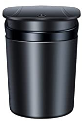 YANAIL Automobil-Aschenbecher aus Metall, tragbarer Aschenbecher mit Deckelfilter und abnehmbarem Feuerzeug, Edelstahl-USB-Netzteil für einfache Reinigung/Schwarz